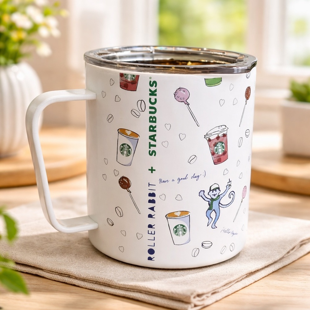Starbucks x Roller Rabbit Stainless Steel mug with lid. New